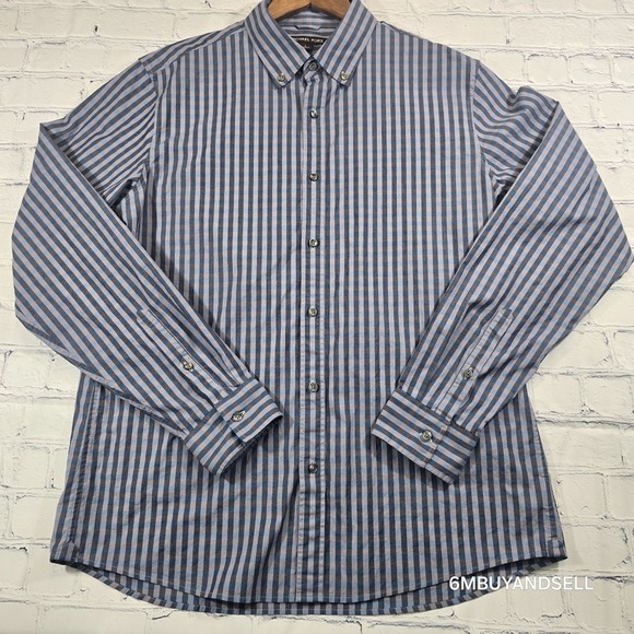 Michael Kors Other - Michael Kors Mens Slim Fit Gingham Button Down Shirt Blue Grey CS04CK87VC Large‎